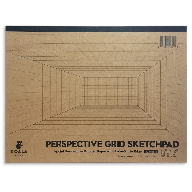 Koala Tools | Drawing Perspective (1 and 2-Point) Large Sketch Pad (1 Point - 9 x 12) - Image 1